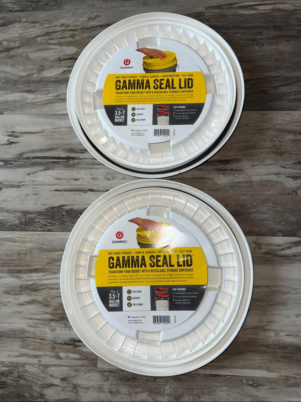 Gamma2 Gamma Seal Lid White 2 Pack White Dual Gasket Keeps out pests moisture